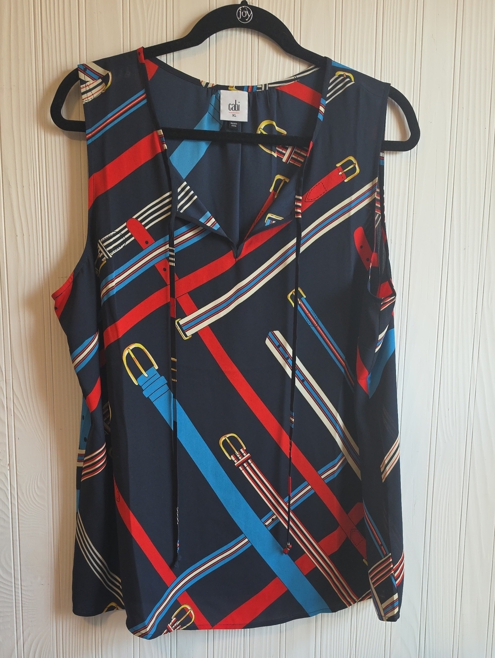 NWOT Cabi Navy Red Sleeveless Blouse XL #5736